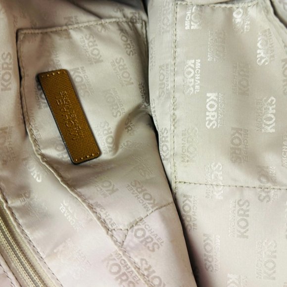 Michael Kors MK Kempton Blue Nylon Saffiano Large Leather Satchel Tote Bag - Picture 9 of 9